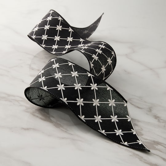 2.5" x 3yd. Wired Black & White Checkered Ribbon by Celebrate It™ Classic